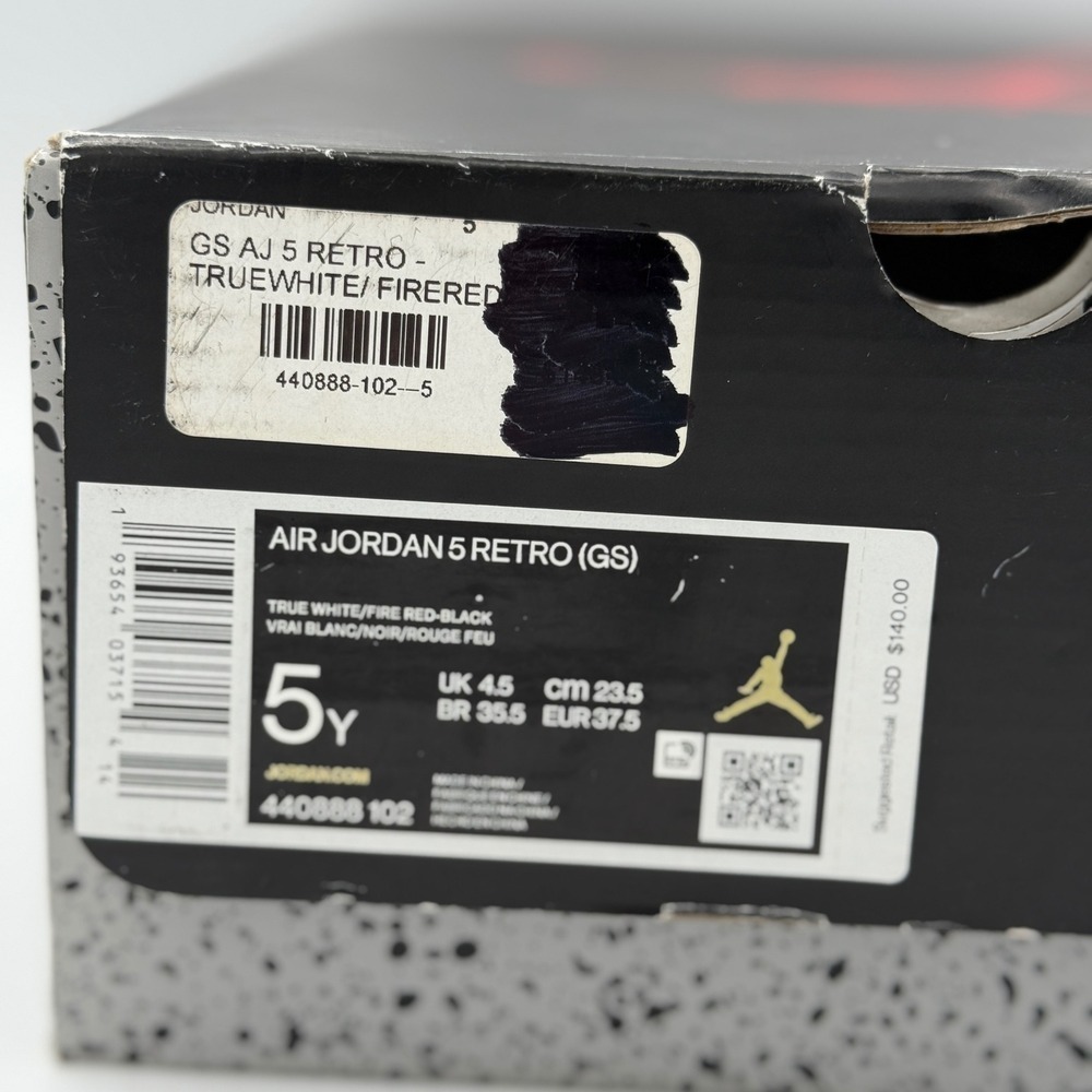 Air Jordan 5 Retro (GS) True White / Fire Red Black Youth Sneakers‎ - Picture 6 of 6